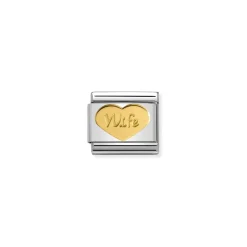 Nomination – Composable Classic SYMBOLS and steel and 18k gold (42_Wife heart)