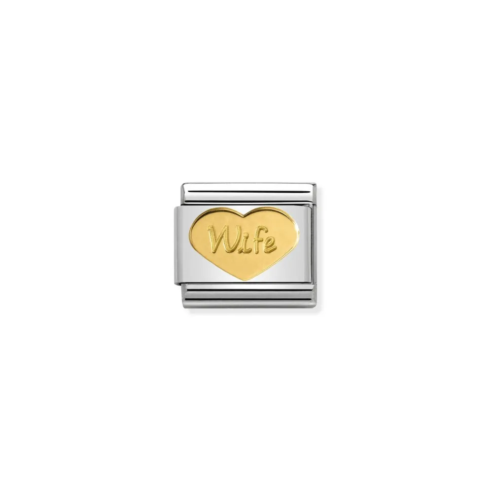 Nomination – Composable Classic SYMBOLS and steel and 18k gold (42_Wife heart)