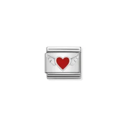 Nomination – Composable Classic SYMBOLS in stainless steel , enamel and 925 sterling silver Heart with wings