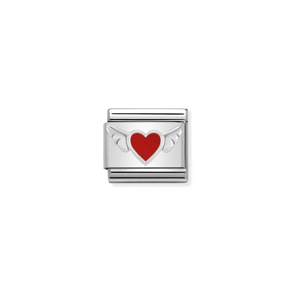 Nomination – Composable Classic SYMBOLS in stainless steel , enamel and 925 sterling silver Heart with wings