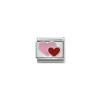 Nomination – Composable Classic SYMBOLS in stainless steel , enamel and 925 sterling silver Pink and Red double heart