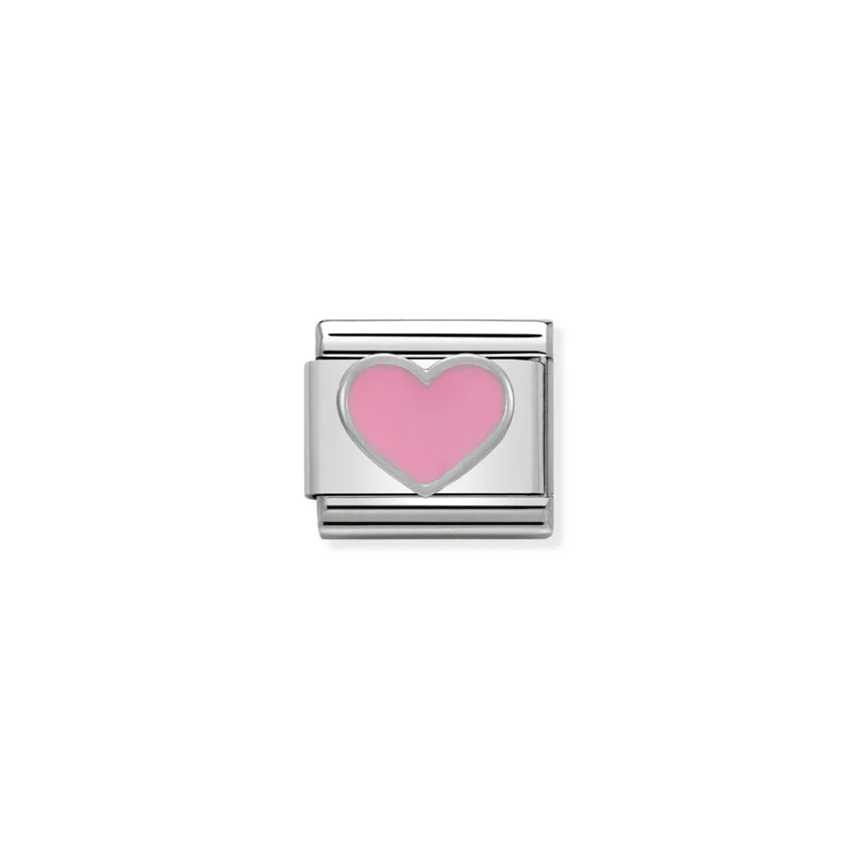 Nomination – Composable Classic SYMBOLS in stainless steel , enamel and 925 sterling silver Pink Heart