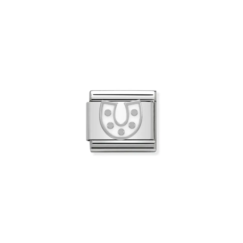 Nomination – Composable Classic SYMBOLS in stainless steel , enamel and 925 sterling silver White Horseshoe