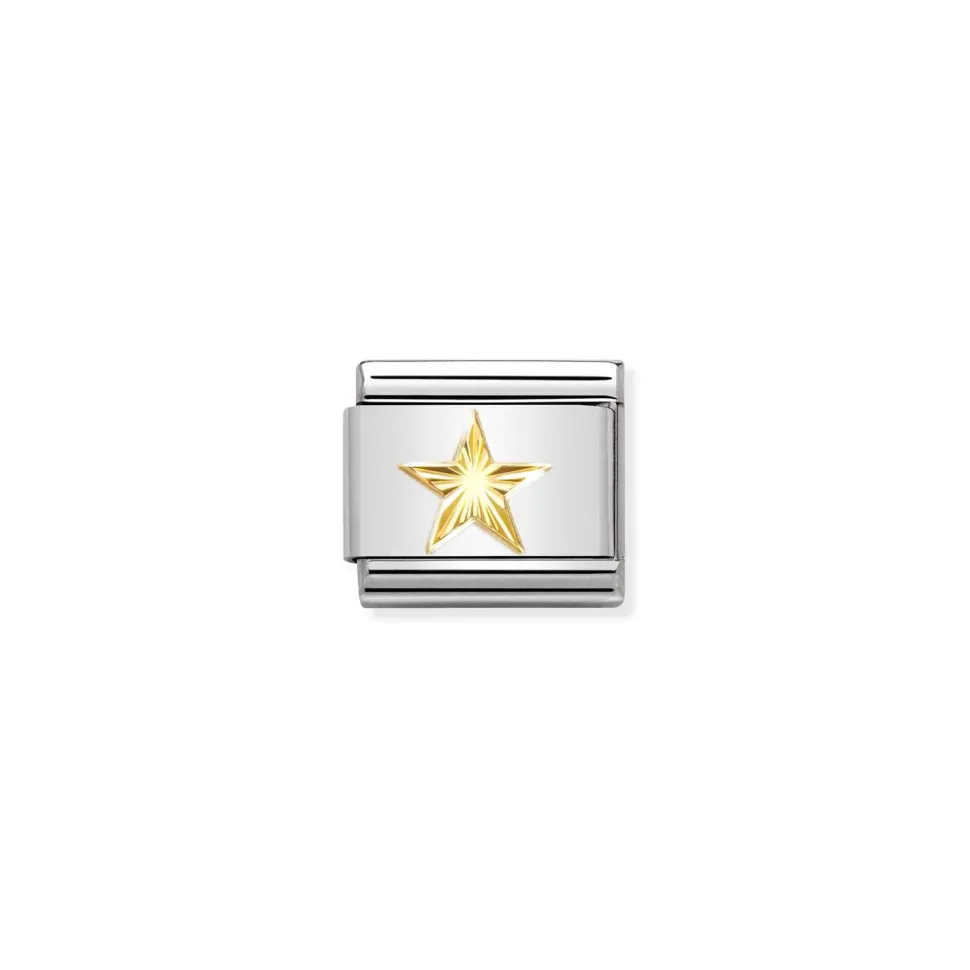 Nomination – COMPOSABLE CLASSIC SYMBOLS IN STAINLESS STEEL WITH 18K GOLD (55_DIAMOND-COATED STAR)