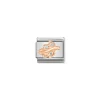 Nomination – Composable Classic Symbols in stainless steel with 9k rose gold and CZ (15_WHITE leaf)