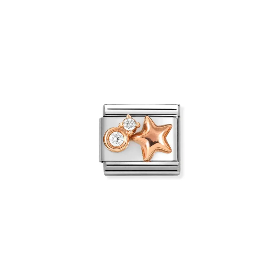 Nomination – COMPOSABLE CLASSIC SYMBOLS IN STAINLESS STEEL WITH 9K ROSE GOLD AND CZ (50_WHITE ROUNDED STAR)