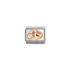 Nomination – COMPOSABLE CLASSIC SYMBOLS IN STAINLESS STEEL WITH 9K ROSE GOLD AND CZ (51_WHITE ROUNDED HEART)