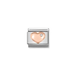 Nomination – Composable Classic Symbols in stainless steel with 9k rose gold and CZ Heart