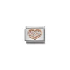 Nomination – Composable Classic Symbols in stainless steel with 9k rose gold and CZ Heart Rich