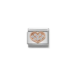 Nomination – Composable Classic Symbols in stainless steel with 9k rose gold and CZ Heart Rich