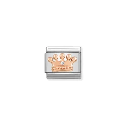 Nomination – Composable Classic Symbols in stainless steel with 9k rose gold and CZ Crown with White CZ