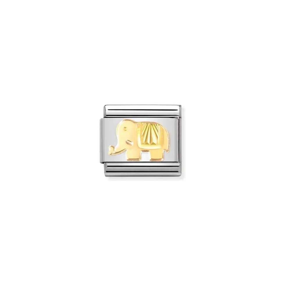 Nomination – Composable Classic SYMBOLS steel and 18k gold (50_Diamond-coated Elephant)
