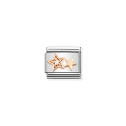 Nomination – Composable Classic Symbols in stainless steel with 9k rose gold and CZ Double Star