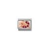 Nomination – Composable Classic Symbols in stainless steel with 9k rose gold and CZ RED knot