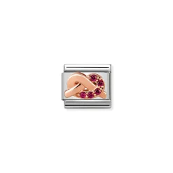 Nomination – Composable Classic Symbols in stainless steel with 9k rose gold and CZ RED knot