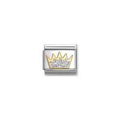 Nomination – Composable Classic GLITTER SYMBOLS in steel, enamel and 18k gold (21_SILVER crown)