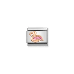 Nomination – Composable Classic Symbols in stainless steel with 9k rose gold and CZ Flamingo