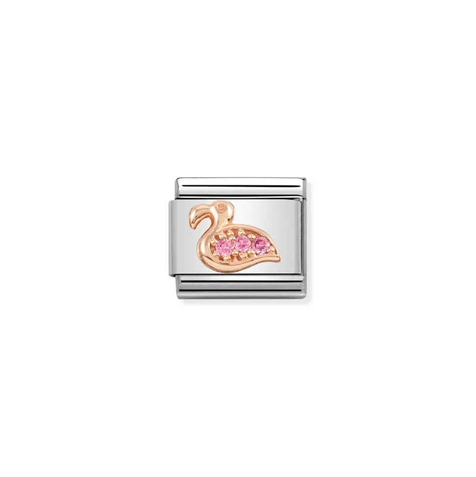 Nomination – Composable Classic Symbols in stainless steel with 9k rose gold and CZ Flamingo