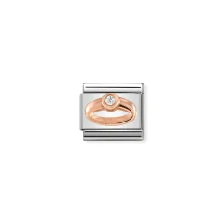 Nomination – Composable Classic Symbols in stainless steel with 9k rose gold and CZ Ring