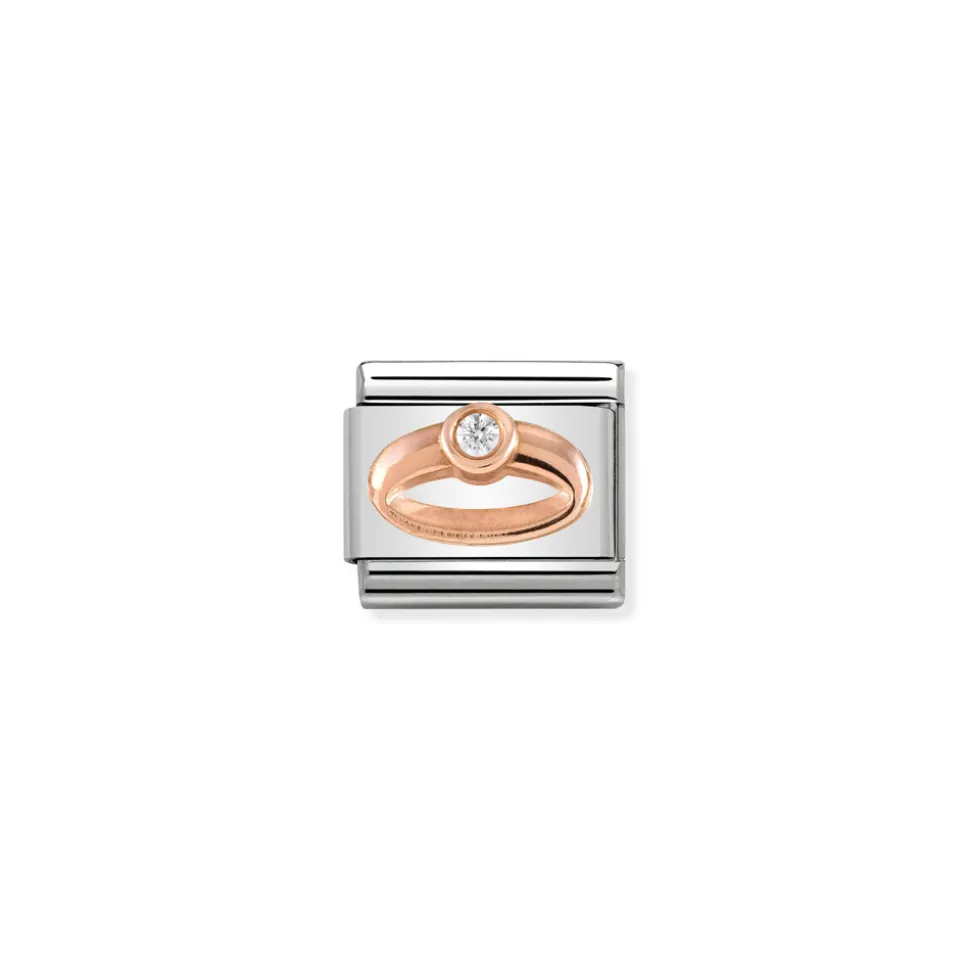 Nomination – Composable Classic Symbols in stainless steel with 9k rose gold and CZ Ring