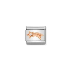 Nomination – Composable Classic Symbols in stainless steel with 9k rose gold and CZ Shooting Star with White CZ