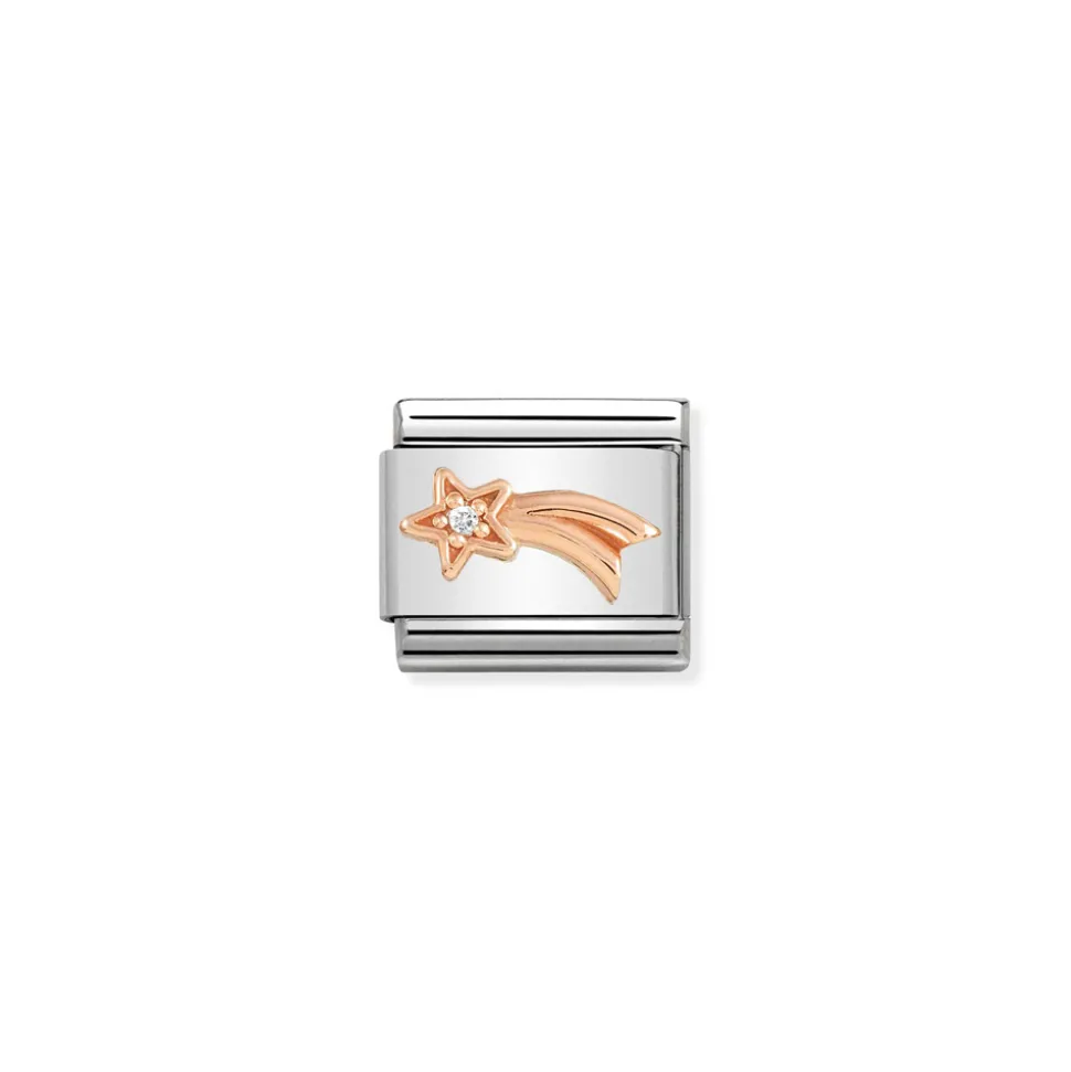 Nomination – Composable Classic Symbols in stainless steel with 9k rose gold and CZ Shooting Star with White CZ