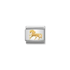 Nomination – Composable Classic SYMBOLS steel and 18k gold Galloping Horse
