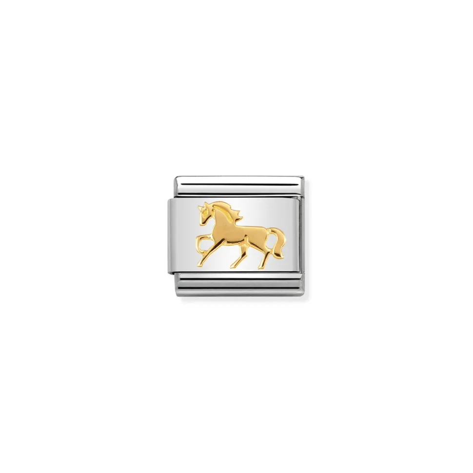 Nomination – Composable Classic SYMBOLS steel and 18k gold Galloping Horse