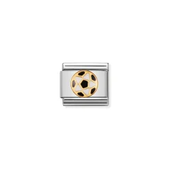 Nomination – COMPOSABLE Classic ITALIAN FOOTBALL in stainless steel with enamel and 18k gold BLACK-WHITE Ball