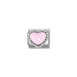 Nomination – Composable Classic SYMBOLS in stainless steel, enamel and 925 sterling silver (33_Pastel pink raised heart)