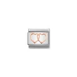 Nomination – Composable Classic SYMBOLS steel and 9k rose gold Double Hearts