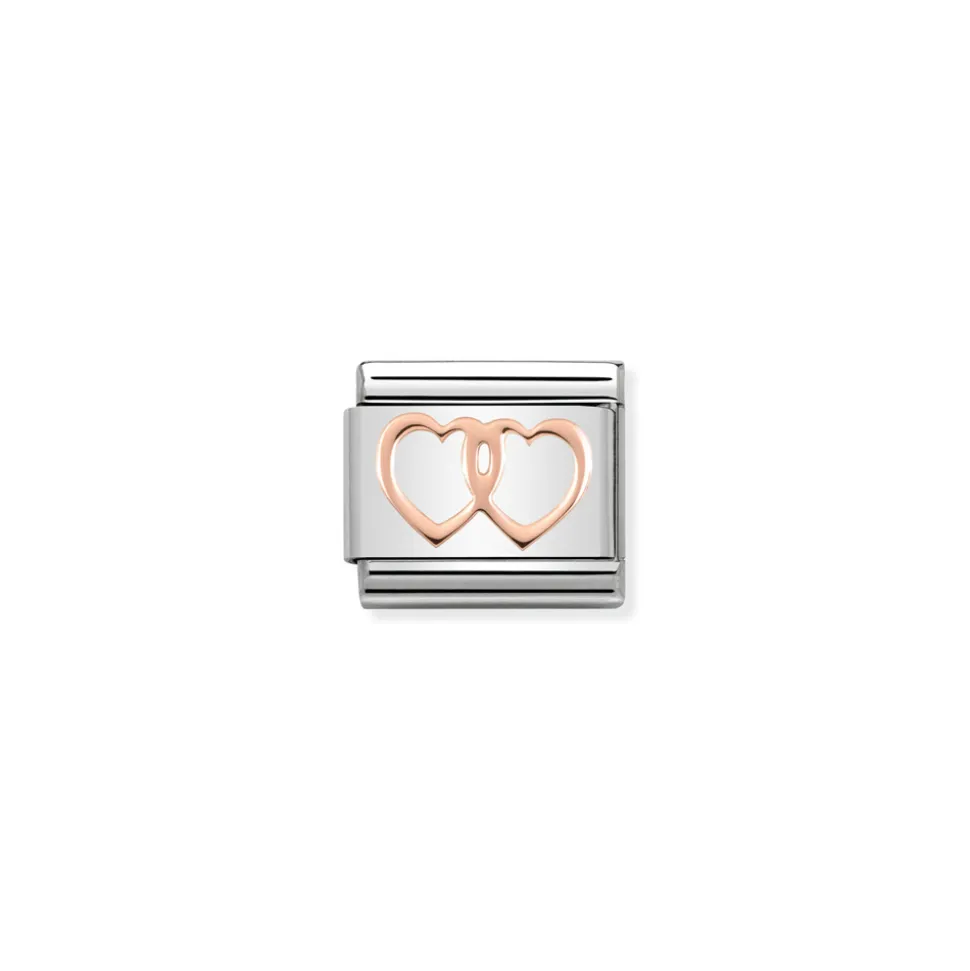 Nomination – Composable Classic SYMBOLS steel and 9k rose gold Double Hearts