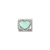 Nomination – Composable Classic SYMBOLS in stainless steel, enamel and 925 sterling silver (35_Pastel green raised heart)
