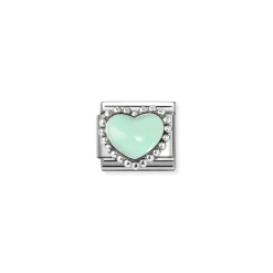 Nomination – Composable Classic SYMBOLS in stainless steel, enamel and 925 sterling silver (35_Pastel green raised heart)