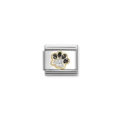 Nomination – Composable Classic GLITTER SYMBOLS in steel, enamel and 18k gold (22_Pawprint)