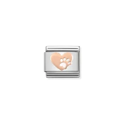 Nomination – Composable Classic SYMBOLS steel and 9k rose gold Heart with Footprints