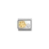 Nomination – Composable Classic SYMBOLS steel, 750 gold, 925 silver and CZ (03_Four-leaf clover cz WHITE)