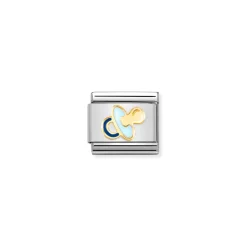 Nomination – Composable Classic SYMBOLS steel, enamel and 18k gold New light blue pacifier