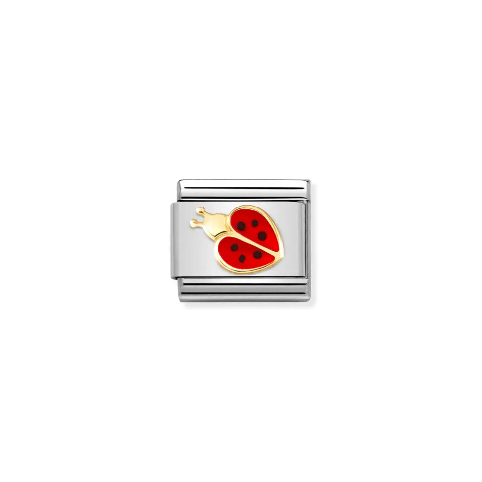 Nomination – Composable Classic SYMBOLS steel, enamel and 18k gold New Red and Black Ladybird