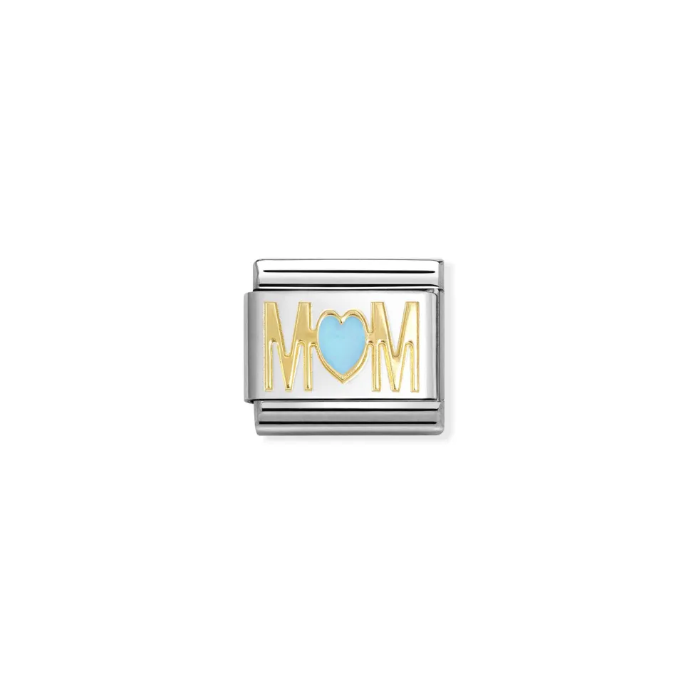 Nomination – Composable Classic SYMBOLS steel, enamel and 18k gold (83_MOM BLUE heart)