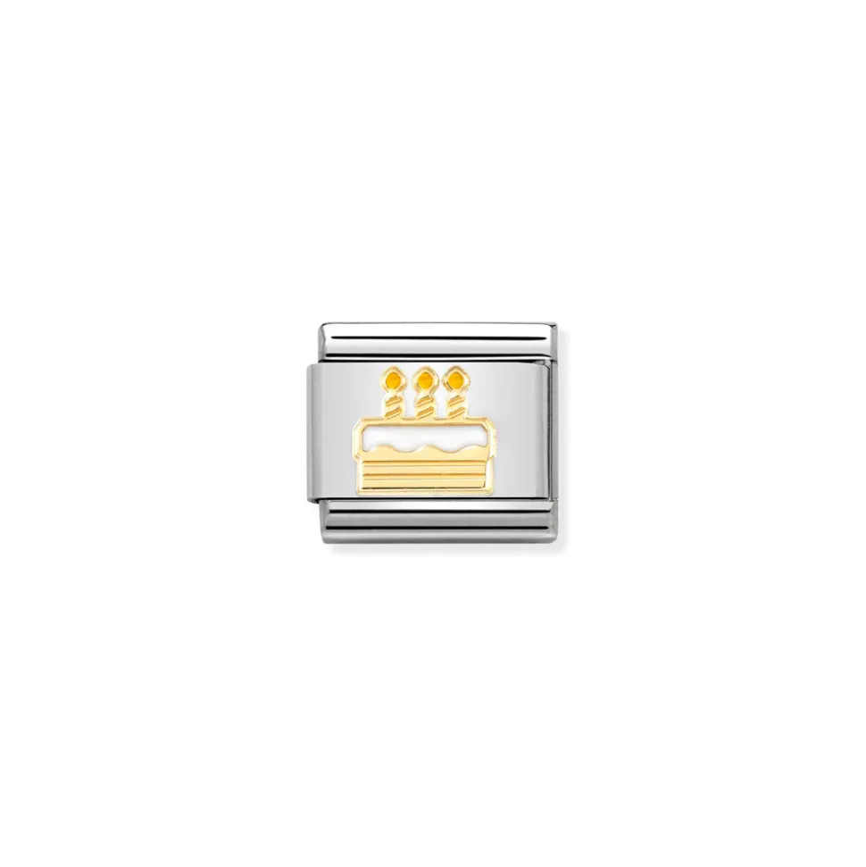 Nomination – Composable Classic SYMBOLS steel, enamel and 18k gold New White Birthday Cake