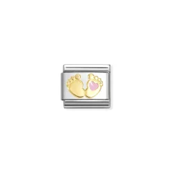 Nomination – Composable Classic SYMBOLS steel, enamel and 18k gold (85_PINK foot)
