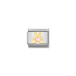 Nomination – Composable Classic SYMBOLS steel, enamel and 18k gold Pink Bear