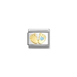 Nomination – Composable Classic SYMBOLS steel, enamel and 18k gold (86_BLUE foot)