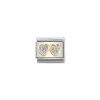 Nomination – Composable Classic GLITTER SYMBOLS in steel, enamel and 18k gold Double SILVER hearts