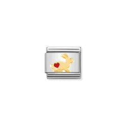 Nomination – Composable Classic SYMBOLS steel, enamel and 18k gold Rabbit with heart