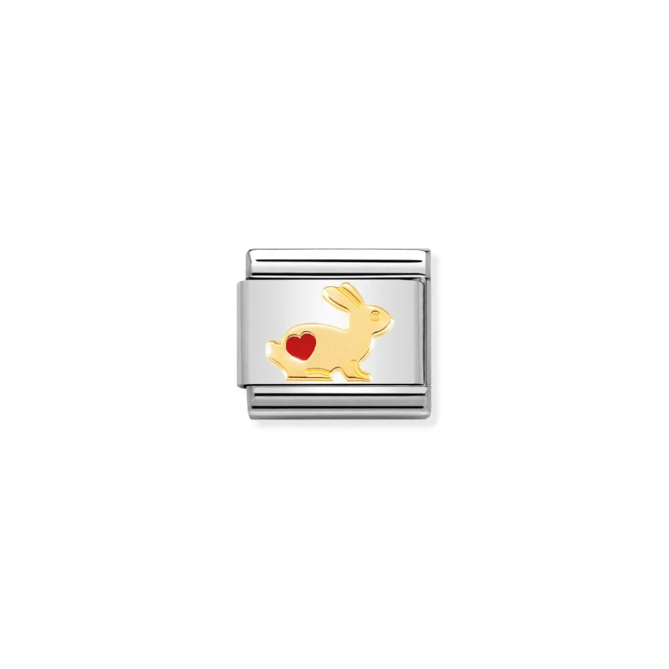 Nomination – Composable Classic SYMBOLS steel, enamel and 18k gold Rabbit with heart
