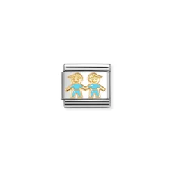 Nomination – Composable Classic SYMBOLS steel, enamel and 18k gold (90_BLUE brothers)