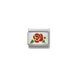 Nomination – Composable Classic SYMBOLS steel, enamel and 18k gold RED Rose Versailles