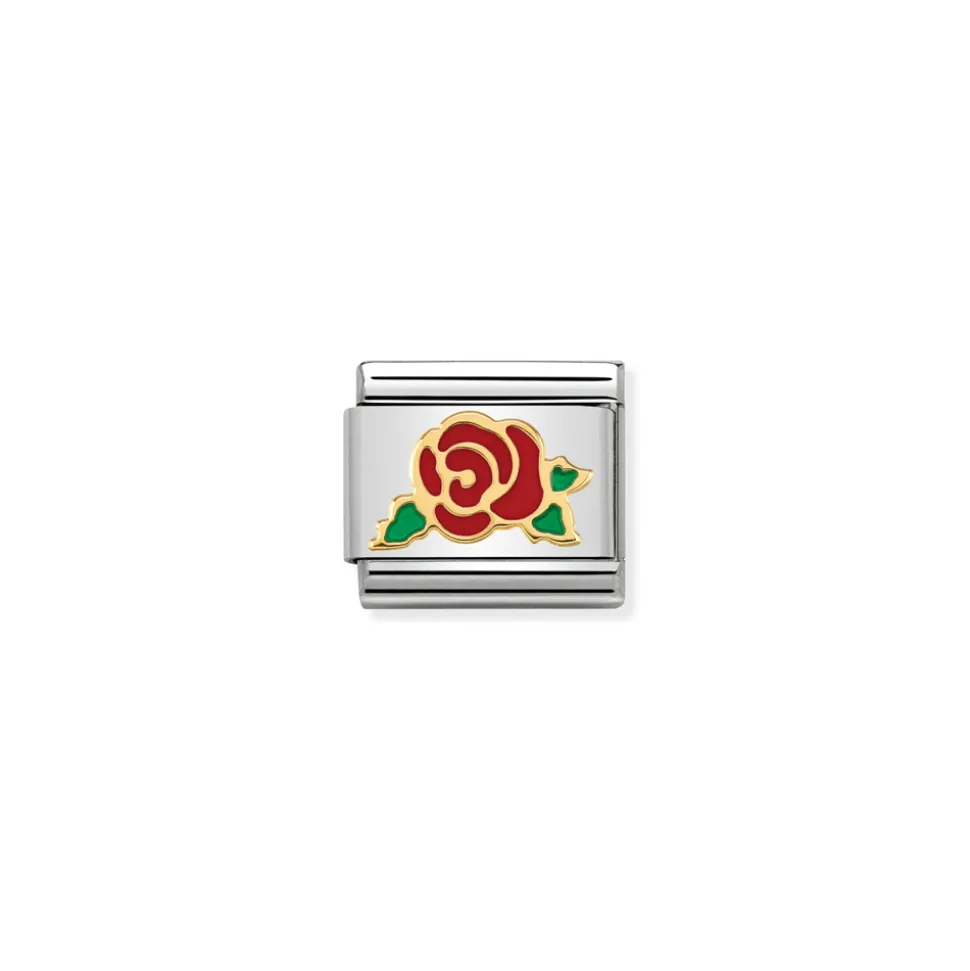 Nomination – Composable Classic SYMBOLS steel, enamel and 18k gold RED Rose Versailles